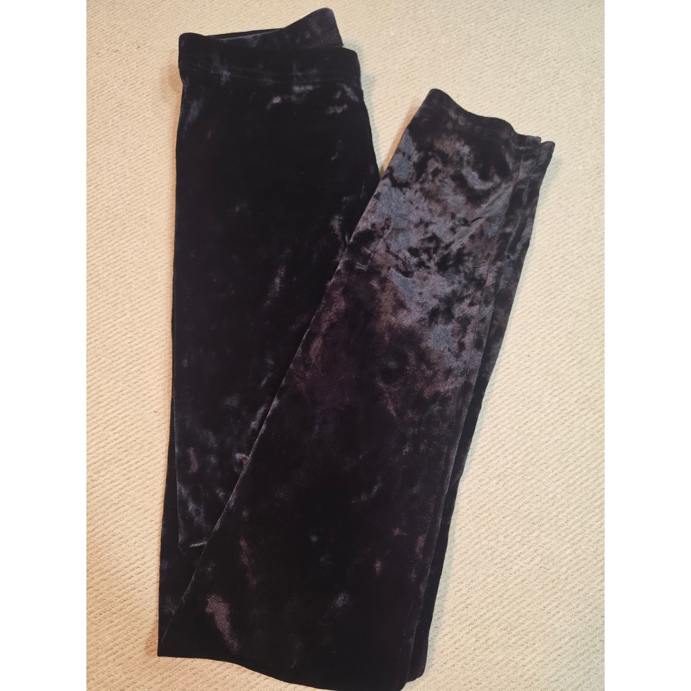 Old Navy Girls Black Crushed Velvet Leggings Size L 10-12 Elastic Waist Pants